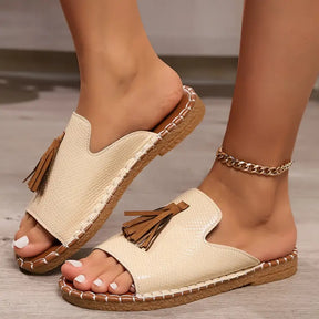 Chinelo De Verão Casual Com Detalhe De Franja Para Mulheres, Confortável E Leve Para Uso Ao Ar Livre Na Praia.